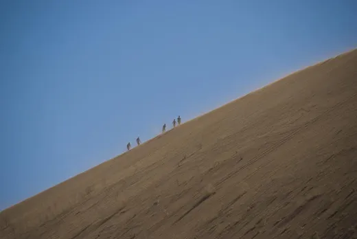 Die Dünen kann man natürlich hinaufklettern